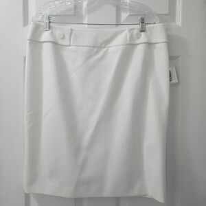 Anne Klein White Pencil Skirt with Button Waist Detail